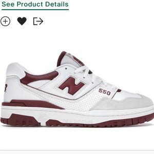 New Balance 550 in Sea Salt Burgundy Mens 10.5